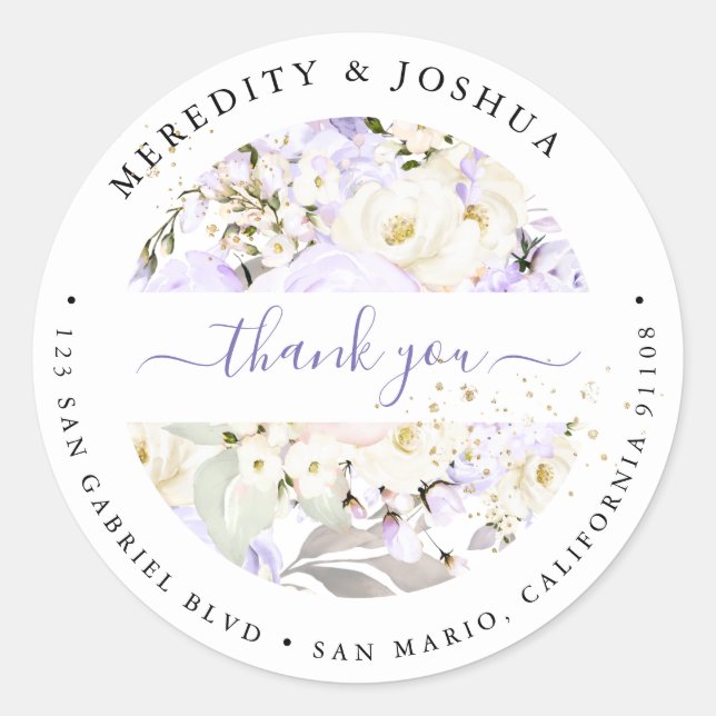 PixDezines H2 Purple Hydrangea Cream Roses  Classic Round Sticker (Front)