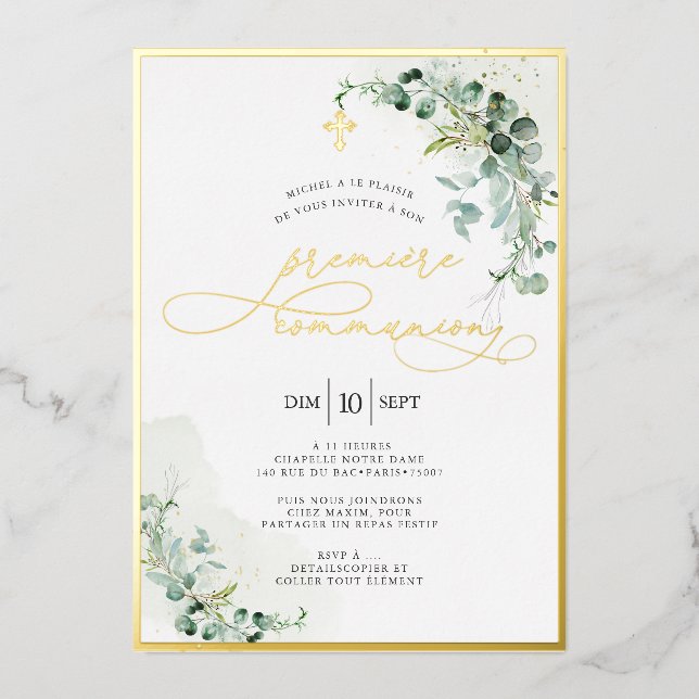 PixDezines H2 Rustic Eucalyptus Première Communion (Front)