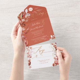 PixDezines H2 Rustic Fall Eucalyptus Gold Dust All All In One Invitation