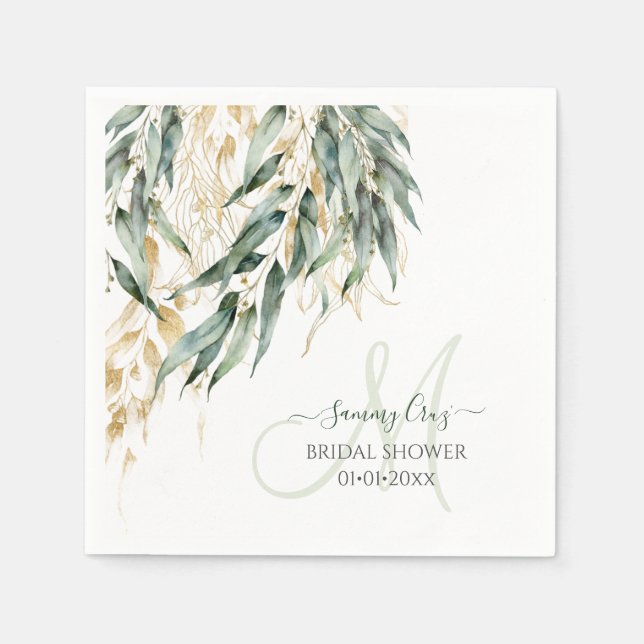 PixDezines H2 Rustic Willow Eucalyptus Monogram Napkin (Front)