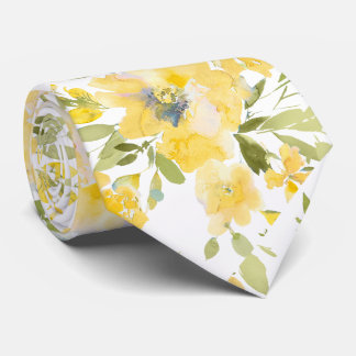 PixDezines H2 Spring Flowers Yellow Blue Roses Tie