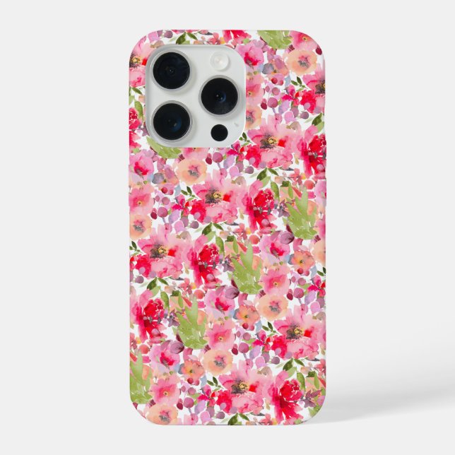 PixDezines H2 Summer Flowers Bright Hues iPhone Case (Back)