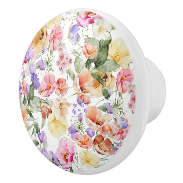 PixDezines H2 Summer Garden Flowers DIY color Ceramic Knob (Right)