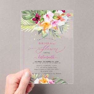 PixDezines H2 Tropical Paradise Bridal Shower Acrylic Invitations