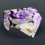 PixDezines H2 Violet Purple Roses Tie<br><div class="desc">PixDezines floral watercolor neck tie, violet purple roses, white / cream daisies and sage green foliage -- something blue for your event or everyday use. Most of our designs come with DIY background colour in aubergine.
Copyright © 2011-2023 PixDezines™.</div>