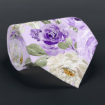 PixDezines H2 Violet Purple Roses Tie<br><div class="desc">PixDezines floral watercolor neck tie, violet purple roses, white / cream daisies and sage green foliage -- something blue for your event or everyday use. Most of our designs come with DIY background colour.
Copyright © 2011-2023 PixDezines™.</div>