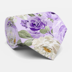 PixDezines H2 Violet Purple Roses Tie