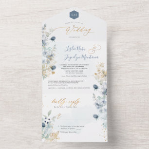 PixDezines H2 Winter Dusty Blue Thistle Cotton All In One Invitation