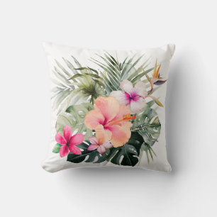 PixDezines H2Tropical Flowers Hibiscus Throw Pillow