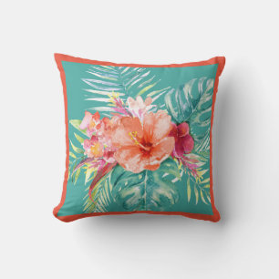 PixDezines H2Tropical Paradise Flowers DIY colours Throw Pillow