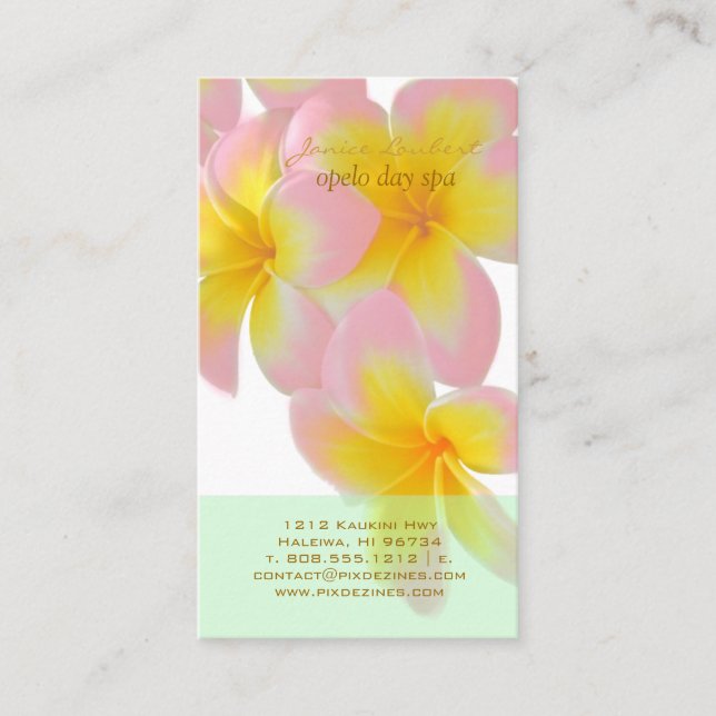 PixDezines Hawaii Pink Plumeria/DIY colour Business Card (Front)