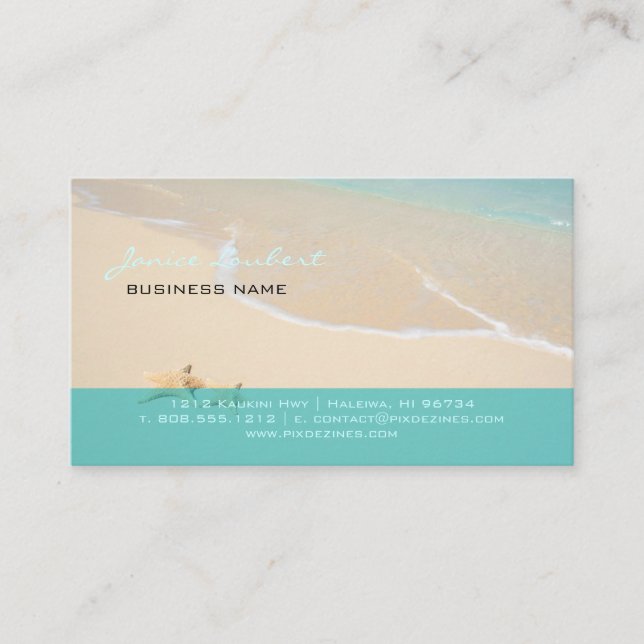 PixDezines Hawaiian Beach/DIY fonts Business Card (Front)