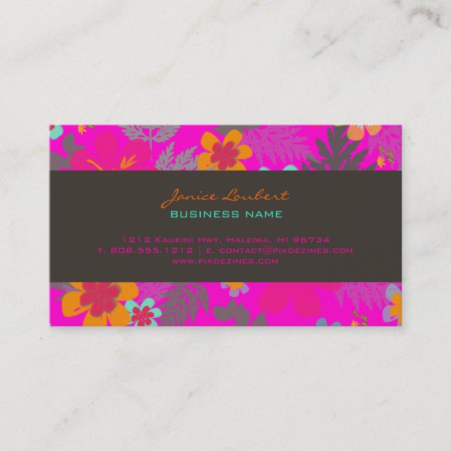 PixDezines Hawaiian Jungle/Custom Background colou Business Card (Front)