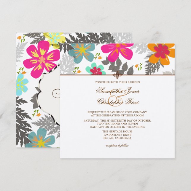 PixDezines Hawaiian Jungle/DIY Colour/Felt Ecru Invitation (Front/Back)