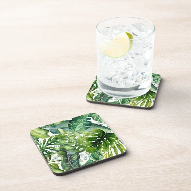 PixDezines Hawaiian Jungle Lush Green Foliage Coaster (Right Side)