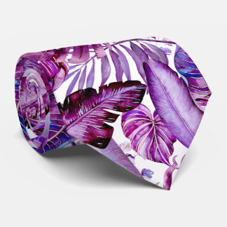 PixDezines Hawaiian Jungle Merlot Purple Foliage Tie