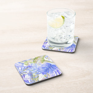 PixDezines Hawaiian Jungle Purple Green Foliage Coaster