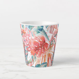 PixDezines Hawaiian Jungle Teal Rust Foliage Latte Mug