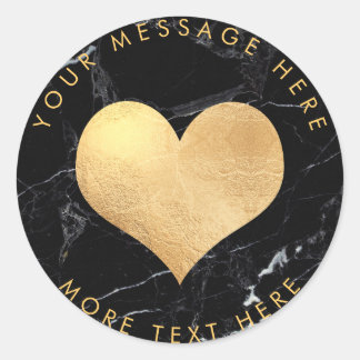 PixDezines HEART FAUX GOLD+MARBLE Classic Round Sticker