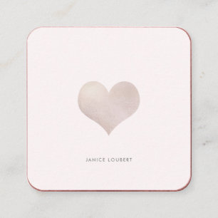 PixDezines Heart   Faux Metallic Blush Square Busi Business Card