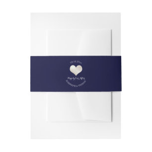 PixDezines Heart Faux Silver Foil Invitation Belly Band