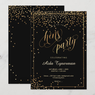 PixDezines Hens Party Faux Gold Confetti Invitation