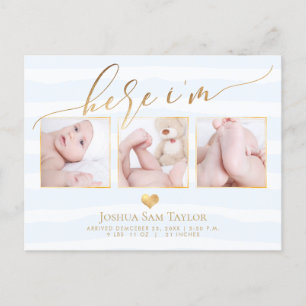 PixDezines Here I'm Birth Announcement/Heart Announcement Postcard