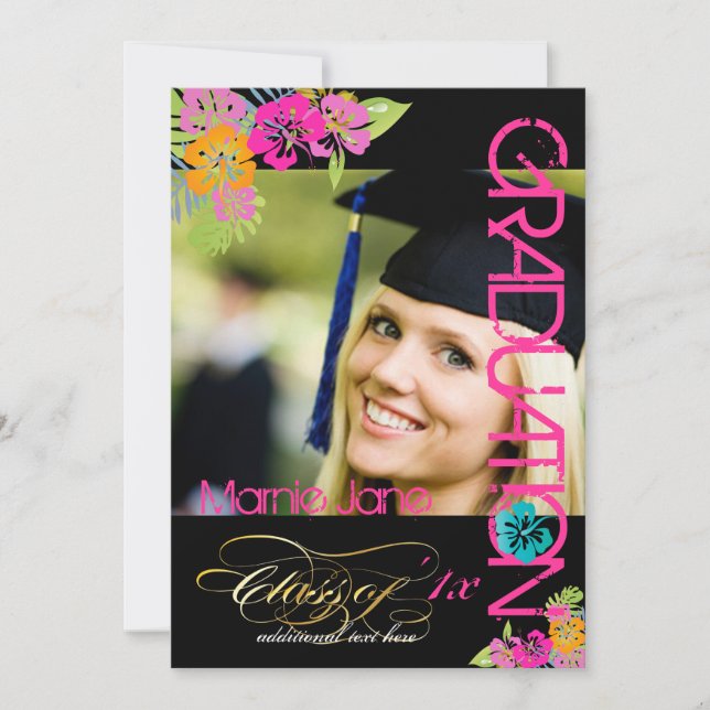 PixDezines Hibiscus/2014 Graduation/diy colours Invitation (Front)