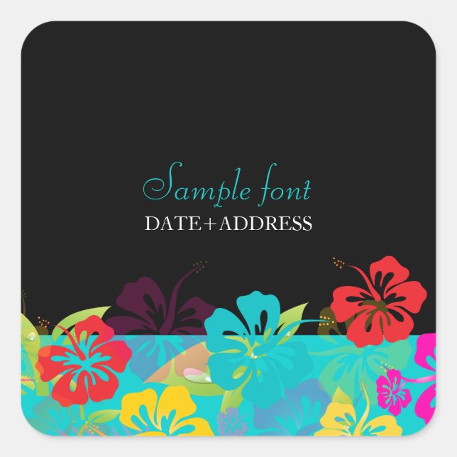 PixDezines hibiscus/diy background colour Square Sticker (Front)