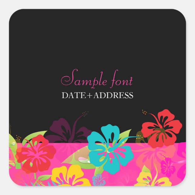 PixDezines hibiscus/diy background colour Square Sticker (Front)