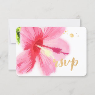 PixDezines hibiscus/floral/rsvp RSVP Card