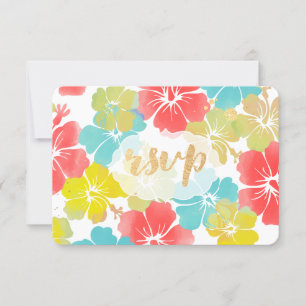 PixDezines hibiscus/floral/rsvp RSVP Card