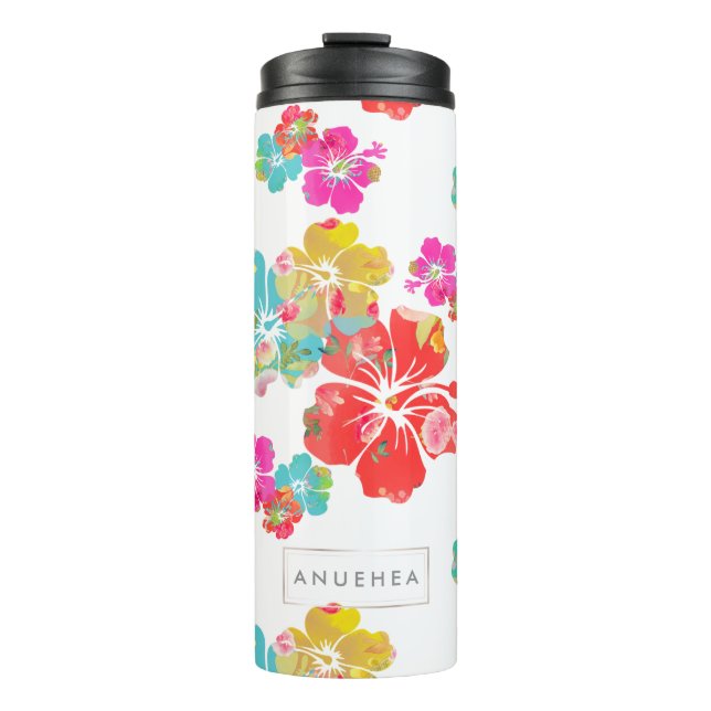 PixDezines Hibiscus/Orange/Yellow/Blue Thermal Tumbler (Front)