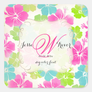 PixDezines hibiscus/watercolor affect Square Sticker
