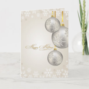 PixDezines Holiday Cards, silver ornaments Card
