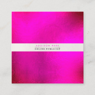 PixDezines Hot+Flashy Pink, Pearly White Square Business Card