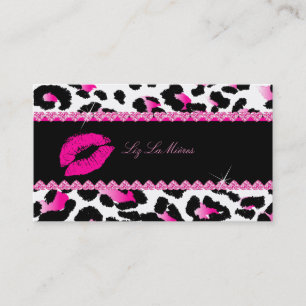 PixDezines hot lips+sassy Leopard Business Card