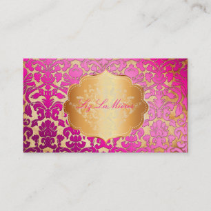 PixDezines hot pink flora damask/faux parchment Business Card