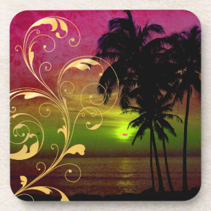 PixDezines hula sunset+filigree swirls Coaster