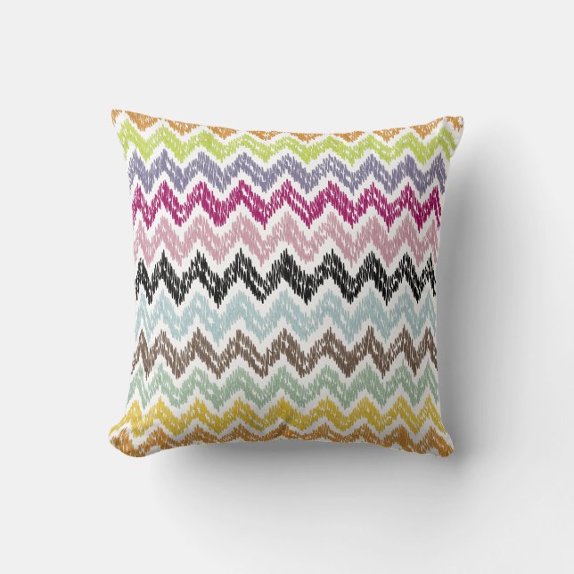 PixDezines ikat chevron/diy background Throw Pillow (Front)