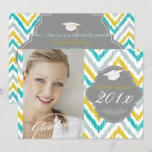 PixDezines ikat chevron graduation Invitation