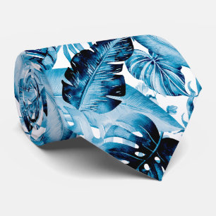 PixDezines Indigo Blue Tropical Foliage Tie