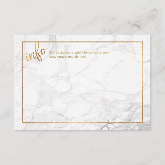 PixDezines INFORMATIONS CARDS/MARBLE+FAUX GOLDI Enclosure Card (Front)