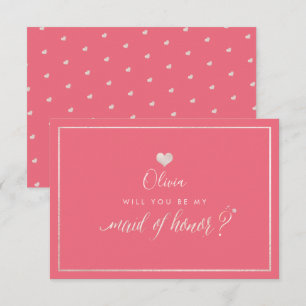 PixDezines Iridescent Blush+Coral, Maid of Honour Invitation