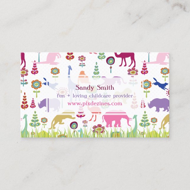 PixDezines Jungle of Fun Daycare Business Card (Front)