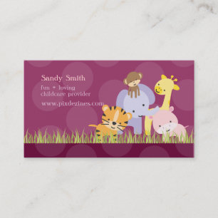 PixDezines Jungle of Fun Daycare, custom colour Business Card