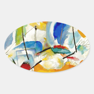 PixDezines Kandinsky 1913 Sea Battle Improv 31 Oval Sticker