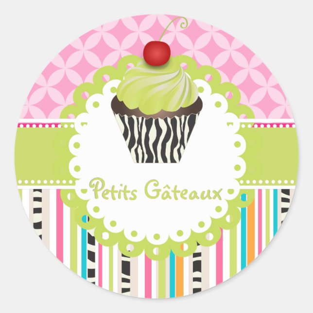 PixDezines keylime swirls cupcake/DIY colour Classic Round Sticker (Front)