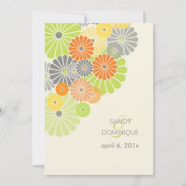 PixDezines Kiku (chrysanthemum), citrus colour Invitation (Front)