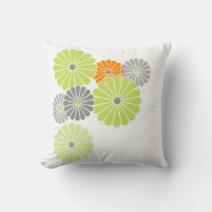 PixDezines kiku lime+orange/chrysanthemum Throw Pillow